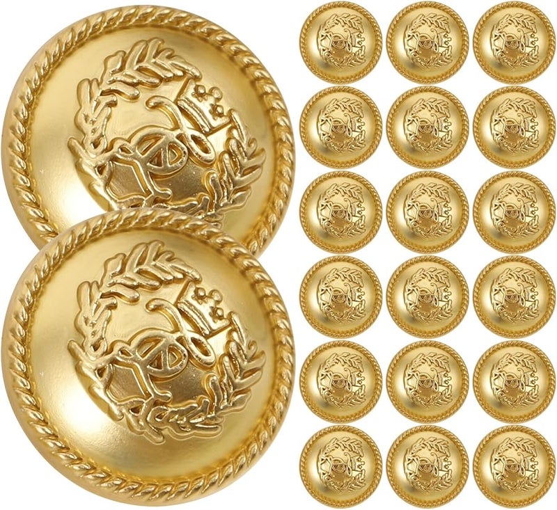 Safigle 20pcs Antique Gold Metal Sewing Buttons Crown Design For Coats Jackets - Image 1